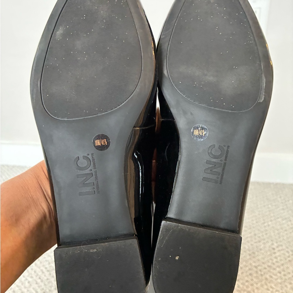 INC International Concepts Women's Black Patent Flats with Ankle Straps - Picture 4 of 4
